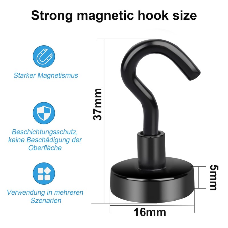 Aenienoe Pack of 20 Magnetic Hooks Small Strong Magnets with