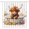 YSATNSFT Funny Highland Cow Shower Curtain Cute Calf in Bathtub
