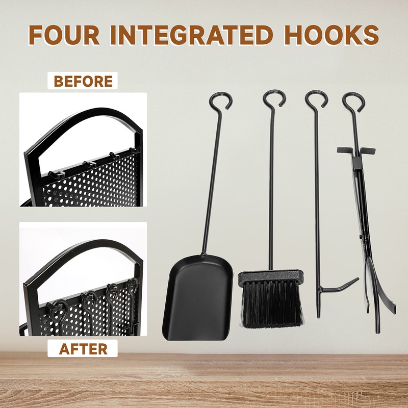 HECASA Firewood Rack with Fireplace Tools Set Indoor Fireplace Wood