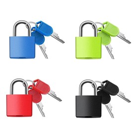 Mini Luggage Locks,4 Pcs Luggage Locks with Keys,Luggage Padlocks,Colorful Suitcase Locks,for Luggage,Suitcase,Backpack,Laptop Bag,Gym Locker,Filing Cabinets,Toolbox (4 Colors)