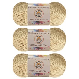 Acrylic Fancy Yarn 3-Pack by Yonkey Monkey 300gr Knitting Crochet DIY Art Craft (Light Beige 07)