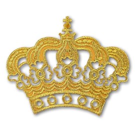 Patchicon4u Gold Royal Crown Imperial King Queen Princess Sign Symbol Design Iron on Sew on Embroidered Applique Patch for Jeans Jackets Clothing