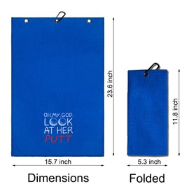 TOUNER Funny Golf Towel Gift for Dad, Retirement Gifts for Men Golfer, Funny Golf Towel for Men, Embroidered Golf Towels for Golf Bags with Clip (Oh. My. God. Look at Her Putt)