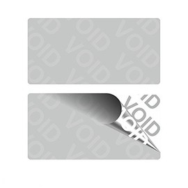 Void Security Labels on a Roll – 28 x 14 mm Pack of 1000 – Silver
