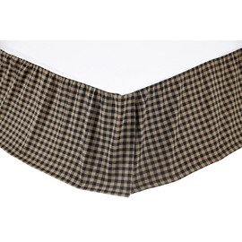 VHC Brands 20254 Black Check King Bed Skirt 78x80x16