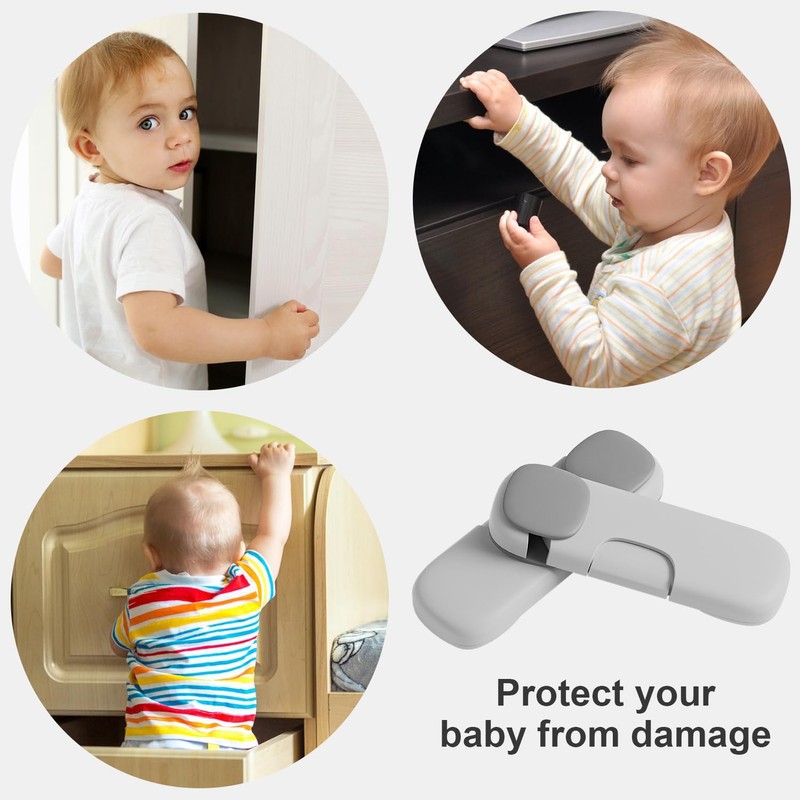 Child Proof Cabinet Locks,Adhesive Refrigerator Lock Baby Proofing,Multi-Use No Drilling