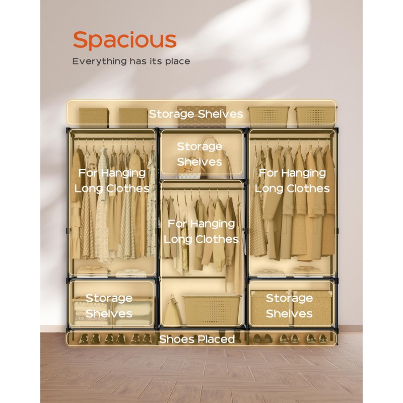CASAMAYA Clothes Rack, Portable Closet, 81.1 Inch Extra Large Capacity