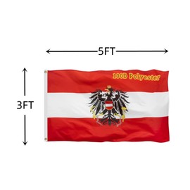3X5FT 100D Austria Polyester Flag,Austria Coat of Arms 3x5 FT – Austria Vivid Color, All Weather, Double Stitched Flags，Patriotic Decoration Polyester Flags with Sturdy Brass Ring. (Austria)