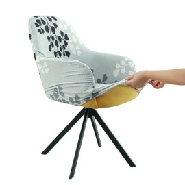 Iauddy Swivel Armchair Accent Dining Chair Cover for Office, Stretch Mid-Back Office Desk Chair Sliopcover Leisure Arm Chair Protector with arms for Living Room