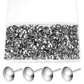 320 Pcs Upholstery Nails, Upholstery Tacks Pins, Furniture Decorative Thumbtacks, Antique Push Studs Pins, Drawing Picture Chairs Carpet Nails Pins Studs Tacks - 11x17 MM/Silver (A-Silver)