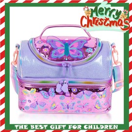 Double Decker Insulated Lunch Bags Tote  Cooler lunch bag  with Adjustable Strap，Kitchen Accessories for Picnic, Party and Travel ，lunch  bags a birthday present，jansport pink bow clear - Colour: Mermaid