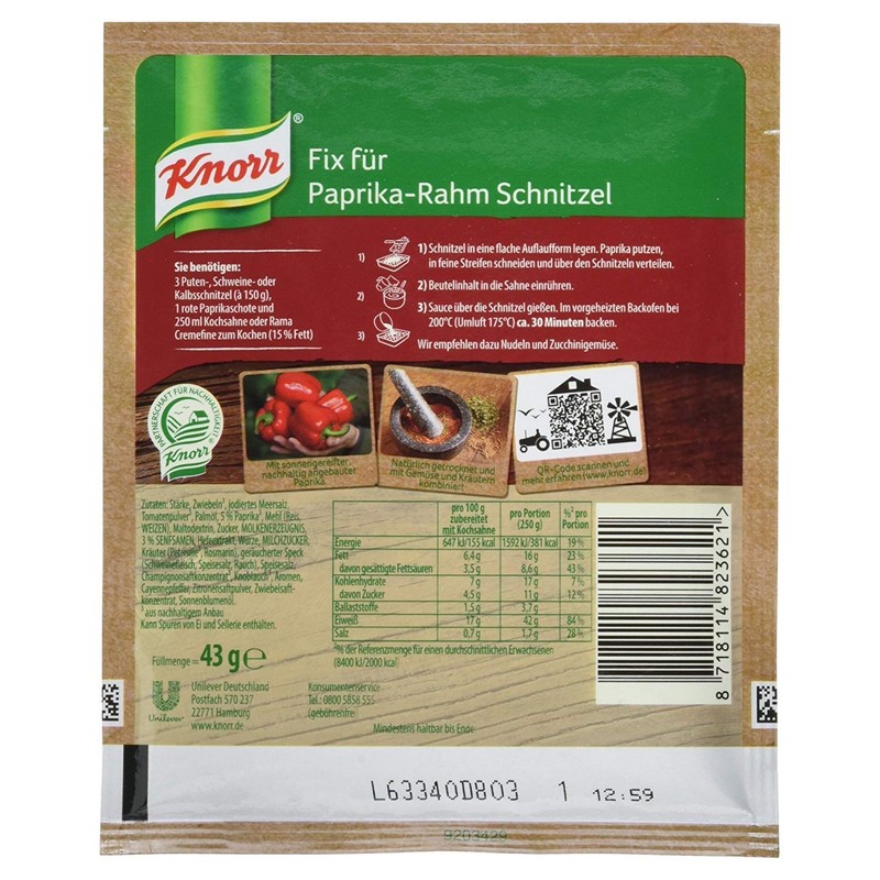 Knorr Fix Paprika-Rahm Schnitzel