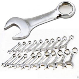 VCT 20 PC SAE STANDARD AND MM METRIC SIZE SIZED SHORT LENGTH END STUBBY WRENCH SET 7/16" to 1" and 10mm to 19mm