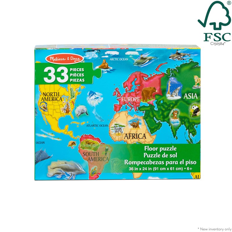 Melissa & Doug World Map Jumbo Jigsaw Floor Puzzle (33