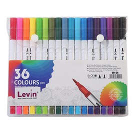 36 Colors Dual Brush Pens, Art Markers Pens Set - 0.4mm Fine & Brush Tip for Coloring Books, Calligraphy, Journaling, Sketching, Illustration - Vibrant Ink Marker for Coloring Markers (White)