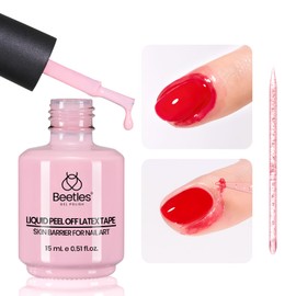 Beetles Gel Polish 15ml Latex Liquid Nail Peel off Cuticle Guard for Nail Polish with Plastic Nail Care Stick for Nail Art Air-Dry Liquid Latex Barrier Protector Nails Design