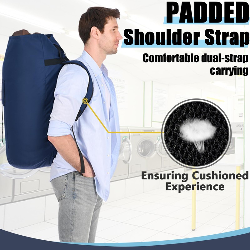 Backpack Laundry Bag, 115L XL Laundry Bags with Straps, Extra