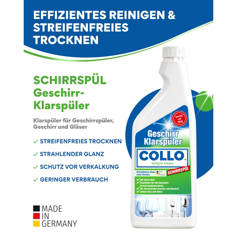 COLLO Dishwasher rinse aid 500 ml, for radiant, dry dishes,