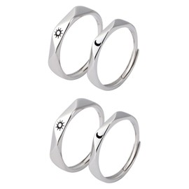 BESPORTBLE 2 Pairs Couples Ring Sun and Moon Engagement Rings for Him Her Stylish Jewelry for Women Men Lovers Decorative Fashionable Design