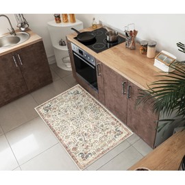 Keen Home Design 2x3 Rug - Machine Washable Entry Rug with Non-Slip Backing, Ideal for Enteryway, Kitchen, Bathroom, Laundry Room - Vintage, Easy Clean, Durable, Low Pile Rug - (2' x 3')