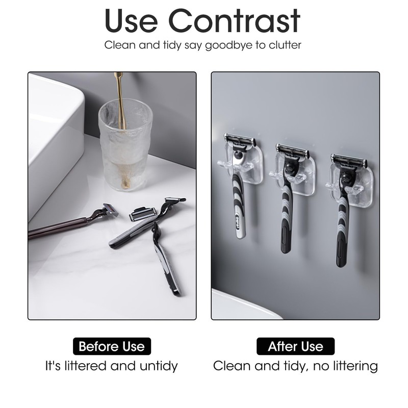 Bowcig 4 Pcs Razor Holder for Shower Self Adhesive Waterproof