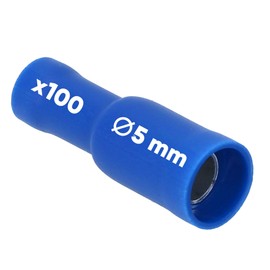 Pack of 100 Kalitec RHVB5 Round Receptacles Blue 1.5 mm - 2.5 mm² I Insulated I 5 mm Diameter I 23 mm Long I Ideal for Connecting Cables