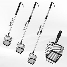 NYTGAH Metal Large Chicken Poop Scooper,3-in-1 Detachable Chicken Coop Scoop with Stainless Steel Telescopic Handle(22-41.9in),Multifunctional Metal Litter Scoop for Pooper Scooper