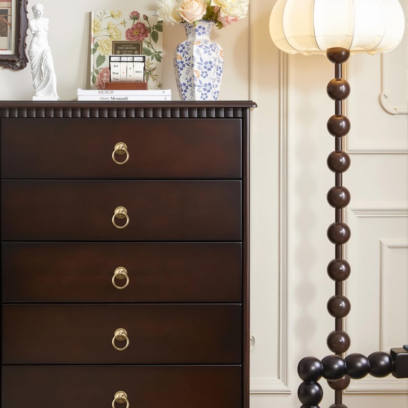 RZDEAL 8 Pack Solid Brass Cabinet Pulls Ring Drawer Pulls,