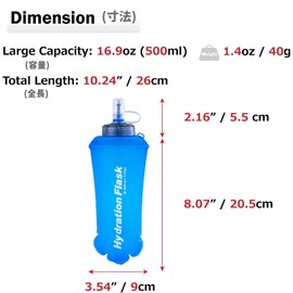 Azarxis TPU Foldable Soft Flask, BPA-Free Hydration Bottles, Water Bottle, for Backpack, Bicycle, Climbing, Sports (500 ml, Pack of 2, Advanced Version)