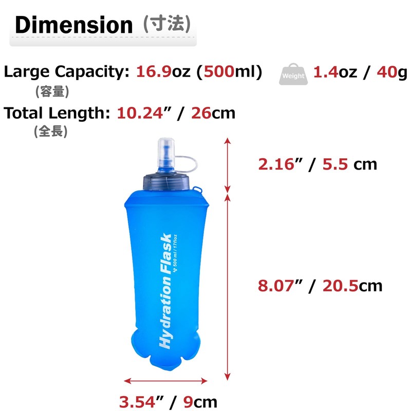 Azarxis TPU Foldable Soft Flask, BPA-Free Hydration Bottles, Water Bottle,