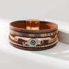 Deerllia Evil Eye Leather Bracelet for Women, Multi-Layer Crystal Beads