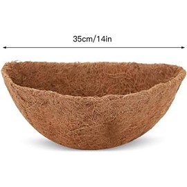 TINGMEI Half Round Coco Liner for Hanging Basket, Wall Flower Basket - Coconut Fiber Planter Liners for Garden Planter Flowers Pots (14 Inch (35CM))