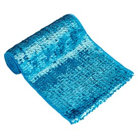 FINGERINSPIRE 1.1 Yards/1M Sky Blue Elastic Stretch Sequins Fabric, 21cm Wide, Polyester & PET, High Density Round Sequins, Perfect for Sewing, Dress, Party Decoration