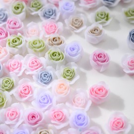 MOLILON Flower Nail Charms, 150pcs 3D Flower Nail Art Gradient Rose Spring Nail Art Resin Craft DIY Acrylic Nail Design Flowers for Nails Manicure Decoration for Women Girl