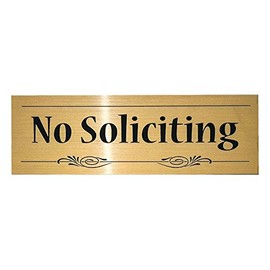 Decorative No Soliciting Sign (Brushed Gold) - Medium