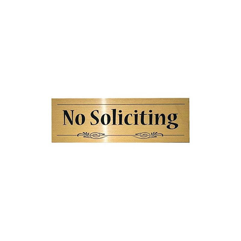 Decorative No Soliciting Sign (Brushed Gold) - Medium