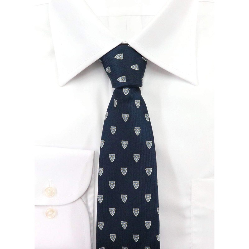 MICHI CORONDON Brand Necktie, Fine Crest Pattern, Crest Pattern, 100%