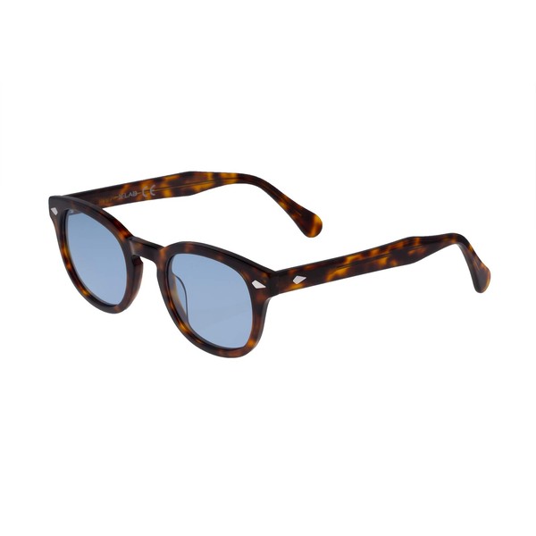 XLAB Unisex Moscot Style Sunglasses 8004, Dark Havana/Sky Blue