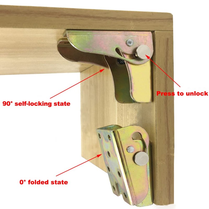 Pack of 4 Self-Locking Folding Hinge, Hinges for Table Legs,