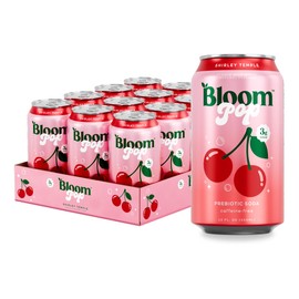 Bloom Pop Prebiotic Soda 12 Pack, Shirley Temple Flavor, 12oz Cans | Prebiotic Soda for Gut Health, Low Calorie Soda, No Caffeine, Healthy Soft Drink Alternative