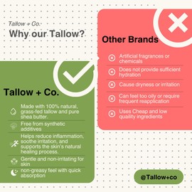 Tallow + Co. Tattoo Aftercare Cream | 3.3 FL OZ | 100% Grass-Fed & Finished | All-Natural, Unscented | Moisturizing & Soothing Balm for New & Healed Tattoos | Chemical-Free, Non-Greasy Formula