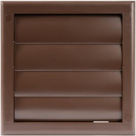 ECOPRO VENT Plastic 4" Brown Dryer Vent Cover with Flange - Exhaust Ventilation Grille with Shutters - Louvered Air Vent for Bathroom, Kitchen, Garage various Ventilation Systems Ø3.9" / 7.5" x 7.5"