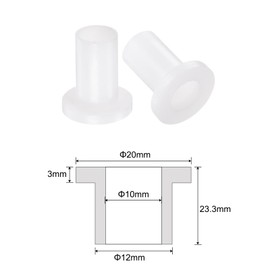 QUARKZMAN Pack of 4 Flanged Plain Bearings Plastic Bushings 10mm Bore x 12mm OD x 23.3mm Length Nylon Bushings White