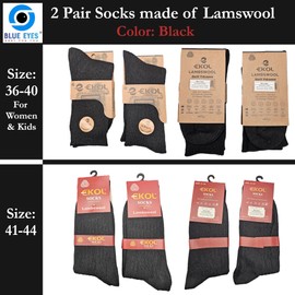 Blue Eyes 2 Pairs of Warm Sheep's Wool Socks, black