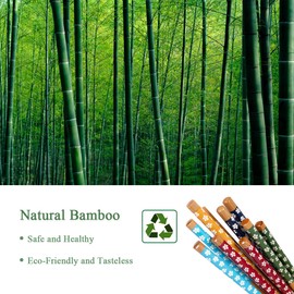 10 Pairs of Chopsticks Japanese Bamboo Chopsticks Reusable Washable Chopsticks Set with Black Gift Box for Asian Tableware, Cherry Blossom