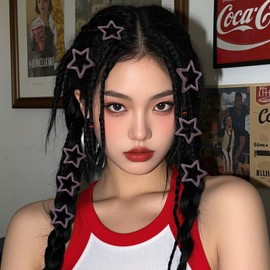 Paderison Hair Clip, 10Pcs Star Hair Clips Y2K Accessories for Girls, Cute Metal Hair Barrettes, Kawaii Hair Accessories for Women, Non Slip Rave Hair Clips, Pink, 1.2 inches (Gray)