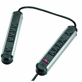 Fellowes 10-Outlet Metal Split Surge Protector, 6 Foot Cord, 1,250 Joules (99082),Black And Silver