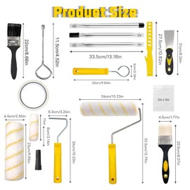 Bates- Paint Tray Set, 11 pcs, Paint Roller Kit, Paint Rollers 9 Inch, Small Paint Roller, Paint Roller Tray, 4 Inch Paint Roller, Paint Roller Set, Paint Kit for House Painting, Paint Roller Covers