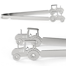 Geiserailie Stainless Steel Barbecue Tongs, Bratwurst Tongs, Men's Gift, Grill Accessories, Gift Idea for Men, Dad, Grandpa for Party, Garden, Dishwasher Safe, Silver (Tractor)