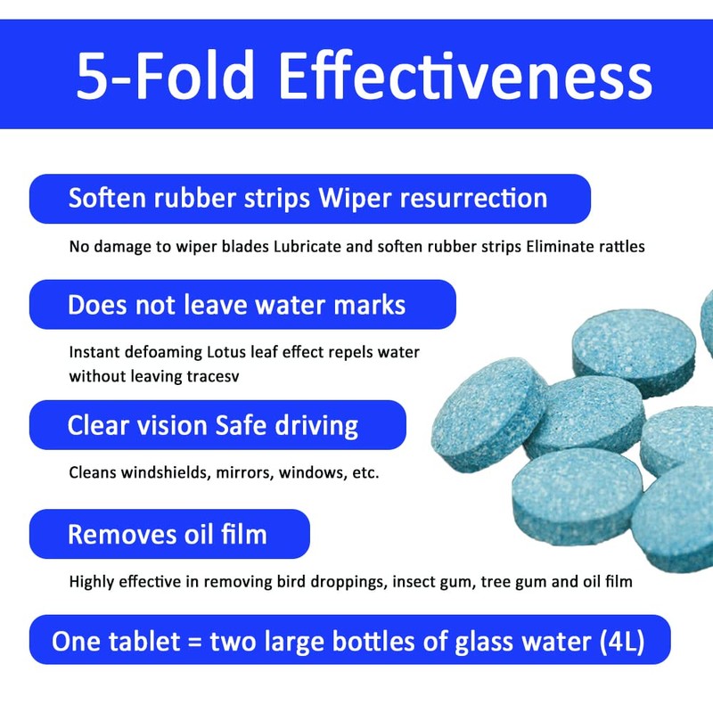 ASUBHA 50PCS Car Windshield Washer Fluid Tablets, Windshield Wipe Fluid,